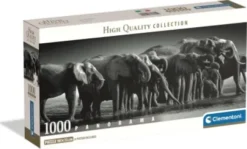 Clementoni Puslespil - Elefanter - High Quality Panorama - 1000 Brikker