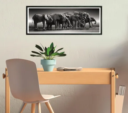 Clementoni Puslespil - Elefanter - High Quality Panorama - 1000 Brikker
