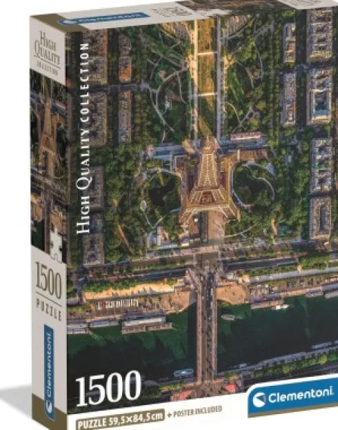 Clementoni Puslespil - Flyver Over Paris - High Quality - 1500 Brikker