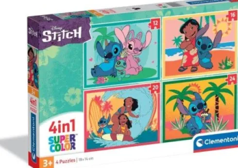 Clementoni Puslespil 4-I-1 - Disney Stitch - 12-24 Brikker