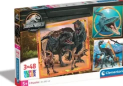 Clementoni Puslespil - Jurassic World - Super Color - 3X48 Brikker