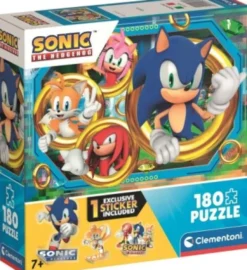 Clementoni Puslespil - Sonic - 180 Brikker - Inkl. Klistermærke