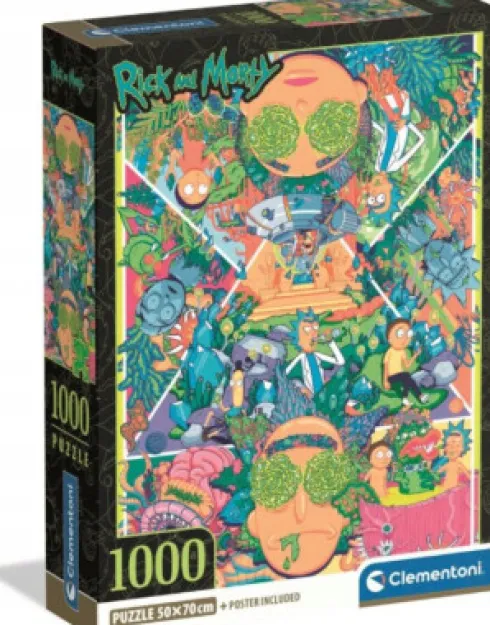 Clementoni - Rick & Morty 2 Puzzle - 1000 Brikker - Puslespil
