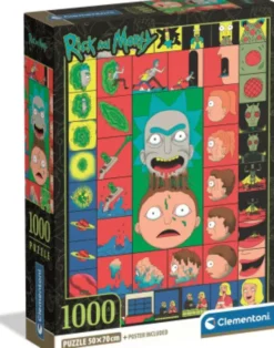 Clementoni - Rick & Morty 3 Puzzle - 1000 Brikker - Puslespil