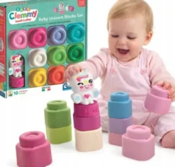 Clementoni - Soft Clemmy - Baby Unicorn Blocks Set - 10 Klodser