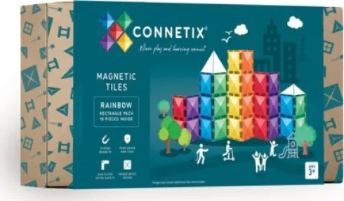 Connetix - Ractangle Pack - 18 Dele - Rainbow - Ct-R-00018-Re
