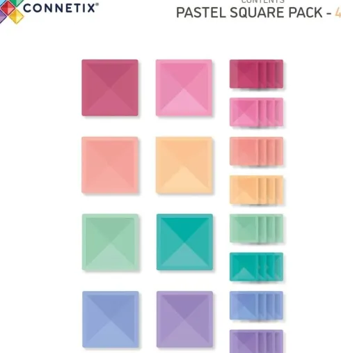 Connetix - Square Pack - Magnetsæt 40 Dele - Pastel - Ct-P-00040-Sq