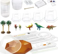 Crystal Growing - Dinosaur Terrarium Sæt Med 3 Dinosaurer