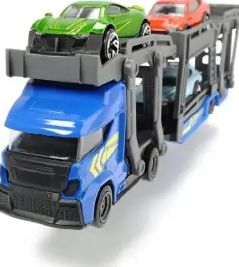 Dickie Toys - Car Carrier - Biltransporter Med 3 Biler - Assorteret