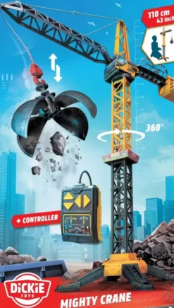 Dickie Toys - Mighty Crane - Fjernstyret Kran Legetøj - 110 CM