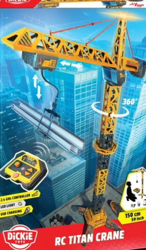 Dickie Toys - Rc Fjernstyret Kæmpe Titan Kran - Med Lys