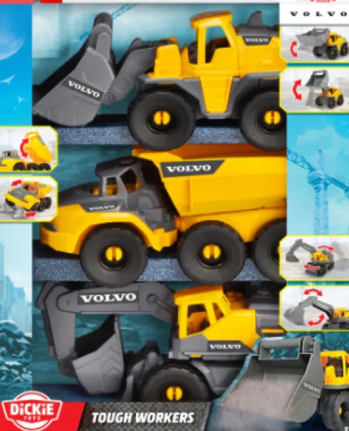 Dickie Toys - Volvo Tough Workers - Byggepladskøretøjer - 3-Pak