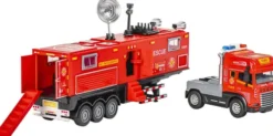 Die-Cast Fire Truck With Trailer, Light & Sound - Klx Toys