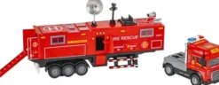 Die-Cast Fire Truck With Trailer, Light & Sound - Klx Toys