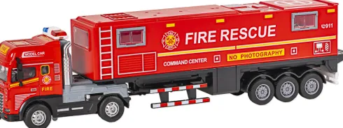 Die-Cast Fire Truck With Trailer, Light & Sound - Klx Toys