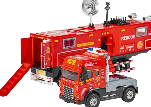 Die-Cast Fire Truck With Trailer, Light & Sound - Klx Toys