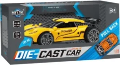 Die-Cast Pull Back Car W/Sound & 'Try-Me', Yellow - Klx Toys