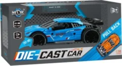 Die-Cast Pull Back Car W/Sound & 'Try-Me', Blue - Klx Toys