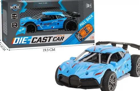 Die-Cast Pull Back Car W/Sound & 'Try-Me', Blue - Klx Toys