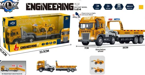 Die-Cast Truck W/Hanger, Bulldozer Light & Sound - Klx Toys
