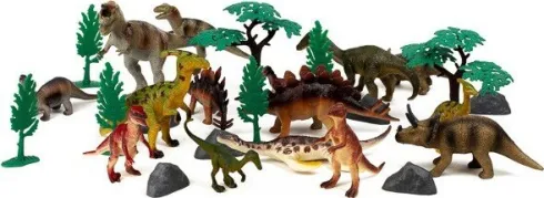 Dinosaur Figurer - 30 Stk I Bøtte - Med Ar Funktion - Wenno