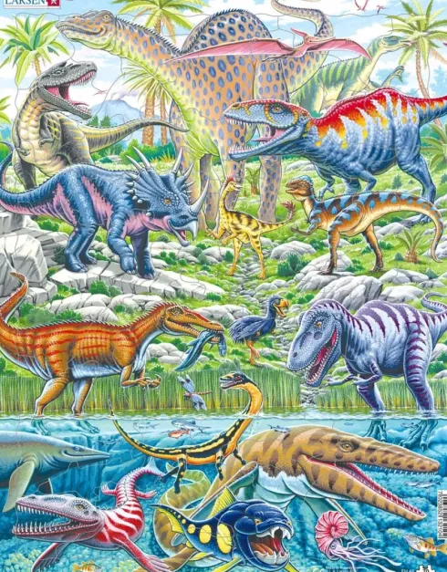 Dinosaur Puslespil Til Børn - 70 Brikker