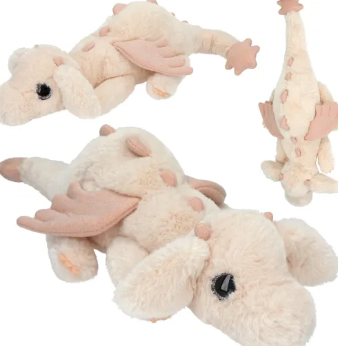 Dino World - Drage Bamse Med Glittervinger - Abrikos