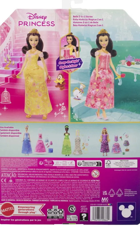 Disney Princess - Belle 2-I-1 Dukke - Mattel Jfj82