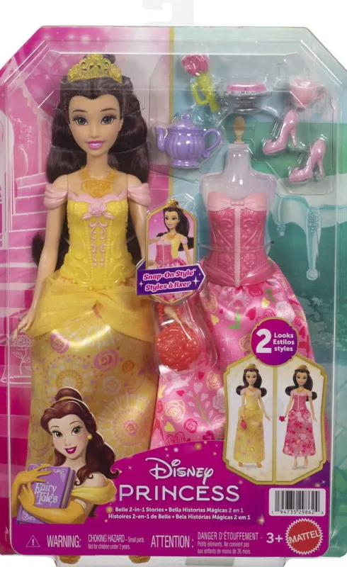 Disney Princess - Belle 2-I-1 Dukke - Mattel Jfj82