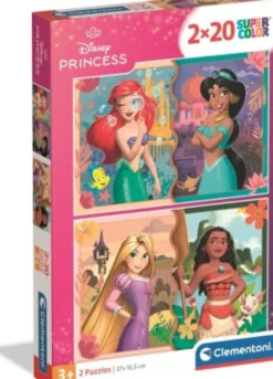Disney Princess Puslespil - Color - 2X20 Brikker - Clementoni