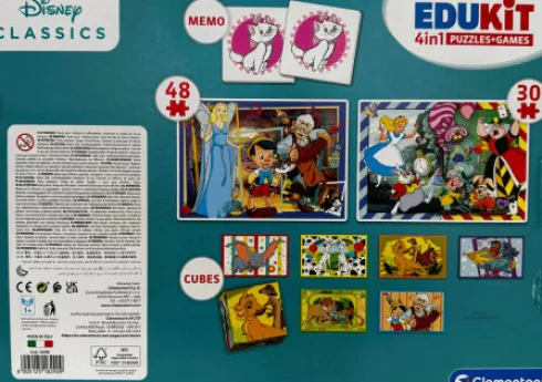 Disney Puslespil Og Vendespil - Edukit 4-I-1 - Clementoni - 3 År