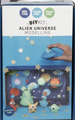 DIY Kit - Aliens Univers - Modellervoks Sæt Med Silk Clay