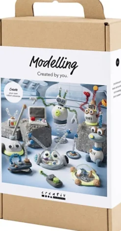 DIY Kit Modellering - Robot - Blå - Grå - Rød - Forsølvet