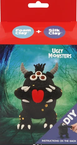 DIY Kit - Silk Clay Og Foam Clay - Funny Friends - Monster - Sort