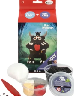 DIY Kit - Silk Clay Og Foam Clay - Funny Friends - Monster - Sort