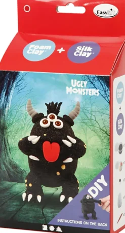 DIY Kit - Silk Clay Og Foam Clay - Funny Friends - Monster - Sort