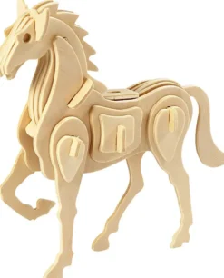 3D Træ Puslespil - Hest - 18X4,5X16 CM