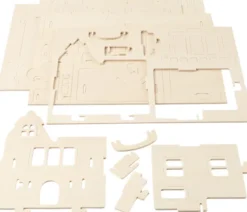 3D Træ Puslespil - Hus Med Altan - 15,8X17,5X19,5 CM
