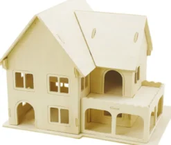 3D Træ Puslespil - Hus Med Veranda - 22,5X16X17,5 CM