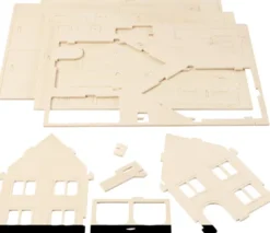 3D Træ Puslespil - Hus Med Veranda - 22,5X16X17,5 CM