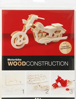 3D Træ Puslespil - Motorcykel - 19X9X9 CM
