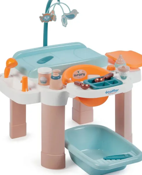 Dukke Puslebord Med Spiseplads Og Bad - 13 Dele
