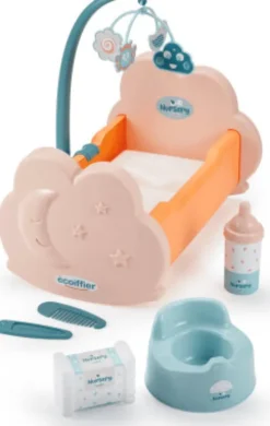 Dukkeseng Med Tilbehør - Ecoiffier Nursery - 6 Dele - 32 CM