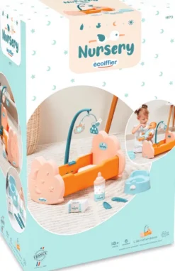 Dukkeseng Med Tilbehør - Ecoiffier Nursery - 6 Dele - 32 CM