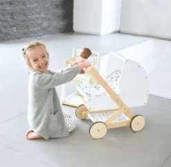 Dukkevogn I Træ - Hvid - Small Foot