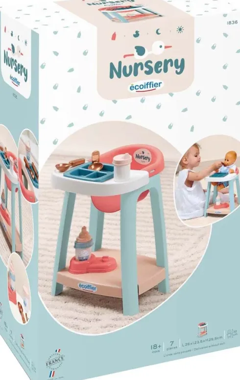 Ecoiffier Nursery - Højstol Til Dukke - 7 Dele