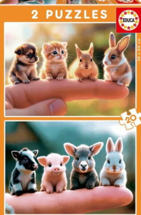 Educa - Baby Animals Puzzle - 2X20 Brikker - Puslespil Med Dyr