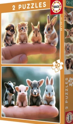 Educa - Baby Animals Puzzle - 2X20 Brikker - Puslespil Med Dyr