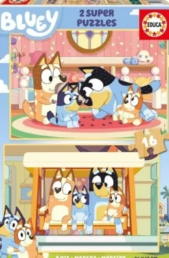 Educa - Bluey 2 Super Puzzles - 2X16 Brikker - Hunde Puslespil
