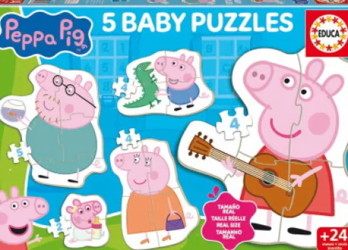 Educa - Peppa Pig - 5 Baby Puzzles - Gurli Gris Puslespil